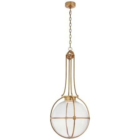 Visual Comfort Gracie 19" Large Captured Globe LED Pendant with Clear Glass by Chapman & Myers Antique Burnished Brass / Clear Glass