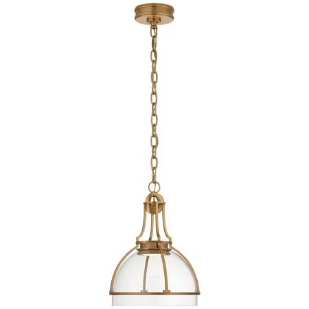 Visual Comfort Gracie 13" Medium Dome LED Pendant by Chapman & Myers Antique Burnished Brass / Clear Glass