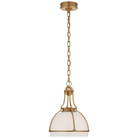 Visual Comfort Gracie 13" Medium Dome LED Pendant by Chapman & Myers Antique Burnished Brass / White Glass
