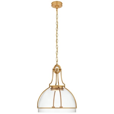 Visual Comfort Gracie 19" Large Dome LED Pendant by Chapman & Myers Antique Burnished Brass / Clear Glass