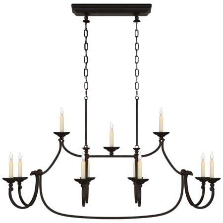 Visual Comfort Flemish 50" Large Linear Chandelier by E.F. Chapman Aged Iron