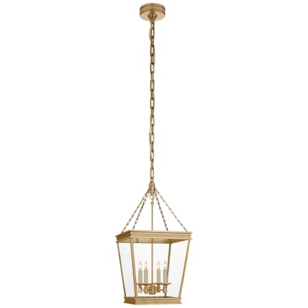 Visual Comfort Launceton 26" Small Square Lantern with Clear Glass by E.F. Chapman Antique Burnished Brass