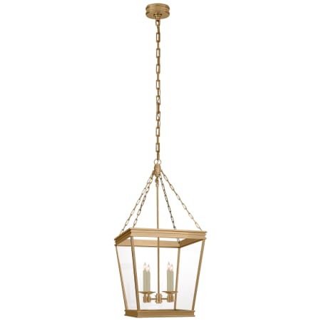 Visual Comfort Launceton 35" Medium Square Lantern with Clear Glass by E.F. Chapman Antique Burnished Brass