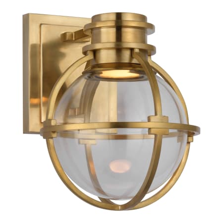 Visual Comfort Gracie 9" Single LED Sconce with Clear Glass by Chapman & Myers Antique Burnished Brass / Clear Glass