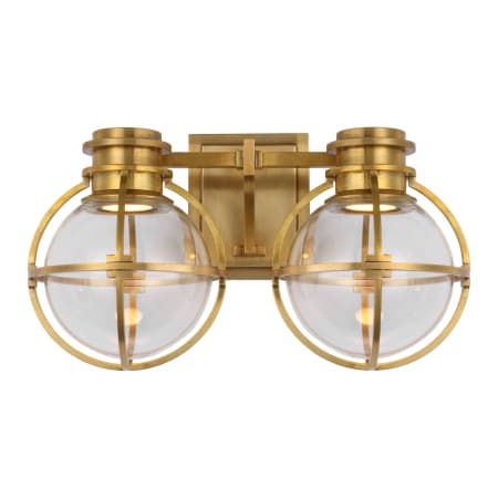 Visual Comfort Gracie 14" Double LED Sconce with Clear Glass by Chapman & Myers Antique Burnished Brass / Clear Glass