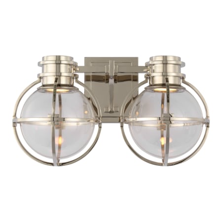 Visual Comfort Gracie 14" Double LED Sconce with Clear Glass by Chapman & Myers Polished Nickel / Clear Glass