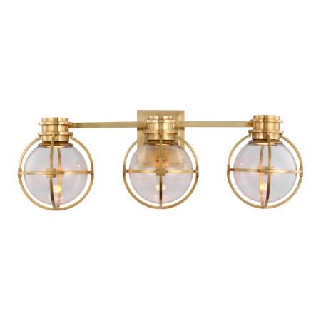Visual Comfort Gracie 25" Triple LED Sconce with Clear Glass by Chapman & Myers Antique Burnished Brass / Clear Glass