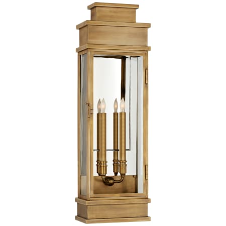 Visual Comfort Linear 29" Large Wall Lantern with Clear Glass by E.F. Chapman Antique Burnished Brass