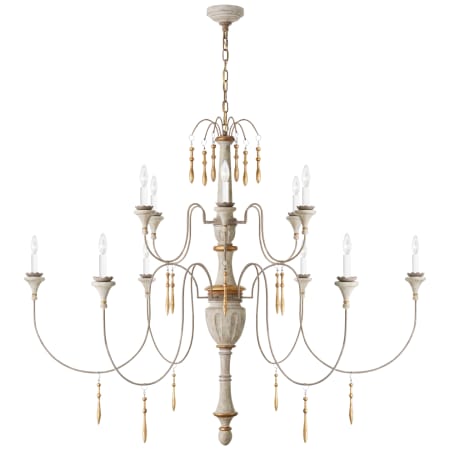 Visual Comfort Fortuna 59" Large Chandelier in Vintage White and Gild by Julie Neill Vintage White / Gild