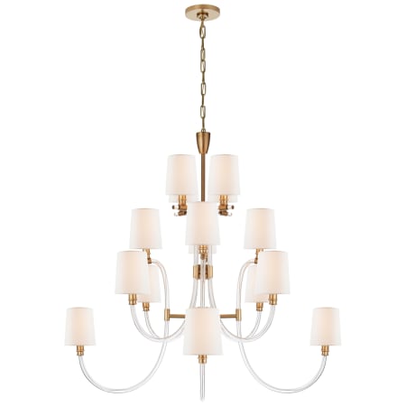 Visual Comfort Clarice 44" Large Chandelier in Clear Acrylic by Julie Niell Clear Acrylic / Antique Brass