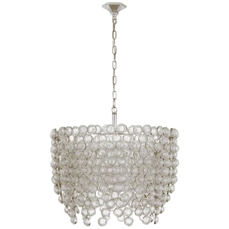 Visual Comfort Milazzo 29" Medium Crystal Waterfall Chandelier by Julie Neill Burnished Silver Leaf / Crystal