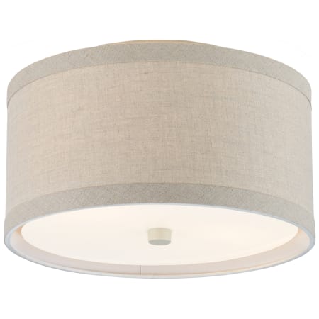 Visual Comfort Walker 14" Small Flush Mount with Linen Shade by kate spade NEW YORK Light Cream