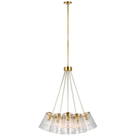 Visual Comfort Thoreau 34" Large Chandelier with Clear Glass by kate spade NEW YORK Polished Nickel / Cream