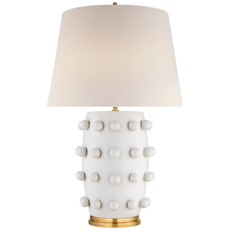 Visual Comfort Linden 27" Medium Lamp with Linen Shade by Kelly Wearstler Plaster White