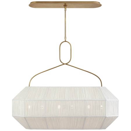 Visual Comfort Forza 49" Medium Linear Lantern with Gathered Linen Shade by Kelly Wearstler Antique Burnished Brass