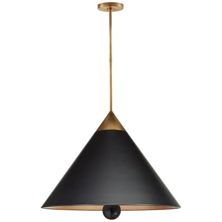 Visual Comfort Cleo 30" Large Pendant with Metal Shade by Kelly Wearstler Antique Burnished Brass / Black