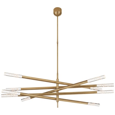 Visual Comfort Rousseau 50" Grande Articulating Chandelier by Kelly Wearstler Antique Burnished Brass / Seeded Glass