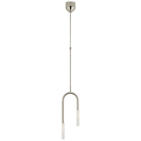 Visual Comfort Rousseau Small Asymmetric Pendant with Etched Crystal Polished Nickel / Seeded Glass