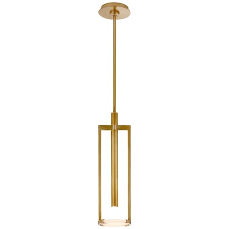 Visual Comfort Melange 18" Small Floating Alabaster Disc LED Pendant by Kelly Wearstler Antique Burnished Brass