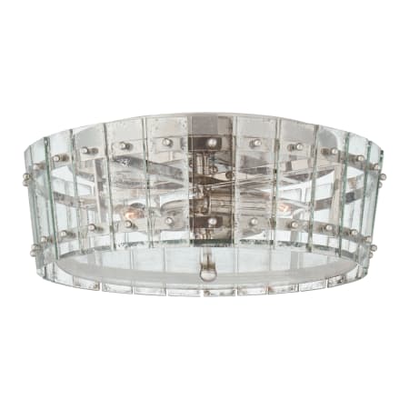 Visual Comfort Cadence 16" Medium Flush Mount with Antique Mirror Glass by Carrier and Company Polished Nickel