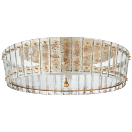 Visual Comfort Cadence 24" Large Flush Mount with Antique Mirror Glass by Carrier and Company Hand Rubbed Antique Brass