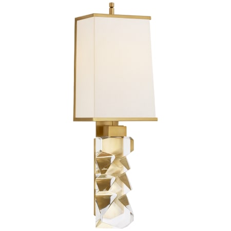 Visual Comfort Argentino 22" Large Crystal Sconce with Linen Shade by Thomas O'Brien Crystal / Hand Rubbed Antique Brass
