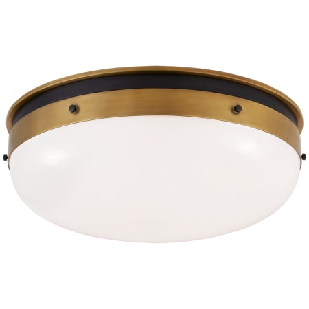 Visual Comfort Hicks 17" LED Medium Flush Mount with White Glass by Thomas O'Brien Bronze / Hand Rubbed Antique Brass