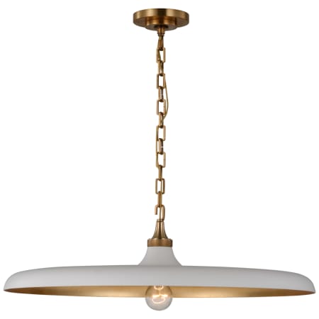 Visual Comfort Piatto 24" Large Pendant with Metal Shade by Thomas O'Brien Hand Rubbed Antique Brass / Plaster White