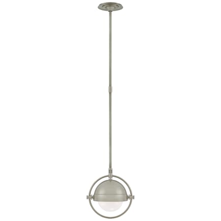 Visual Comfort Decca 12" Small Orbital Pendant with White Glass by Thomas O'Brien Antique Nickel