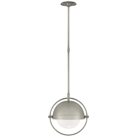 Visual Comfort Decca 16" Medium Orbital Pendant with White Glass by Thomas O'Brien Antique Nickel