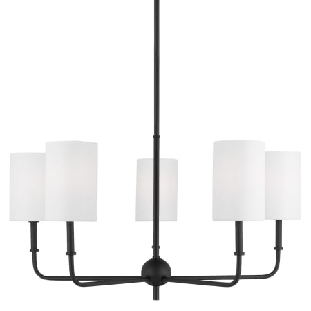 Visual Comfort Foxdale 5 Light 26" Wide Chandelier with Linen Shades Midnight Black
