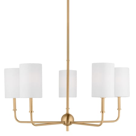 Visual Comfort Foxdale 5 Light 26" Wide LED Chandelier with Linen Shades Satin Brass