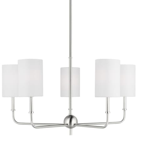 Visual Comfort Foxdale 5 Light 26" Wide LED Chandelier with Linen Shades Brushed Nickel
