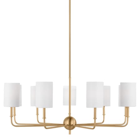 Visual Comfort Foxdale 9 Light 36" Wide Chandelier with Linen Shades Satin Brass