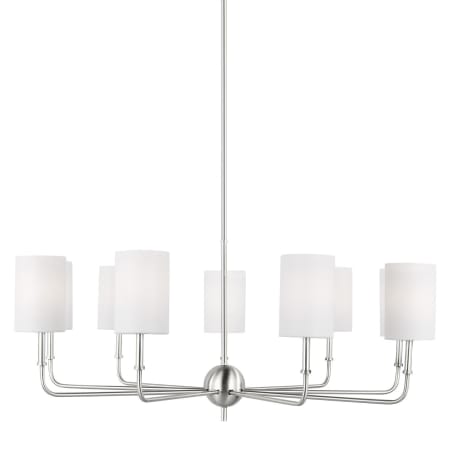 Visual Comfort Foxdale 9 Light 36" Wide LED Chandelier with Linen Shades Brushed Nickel