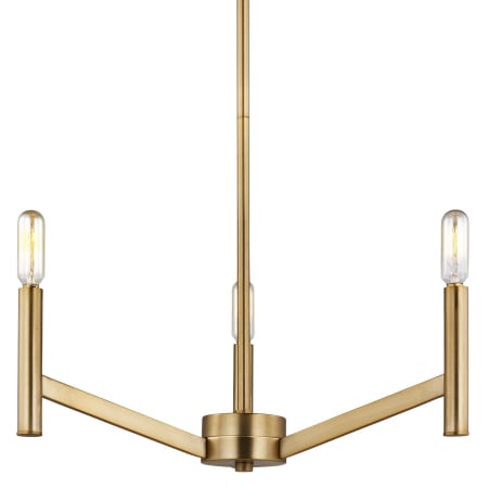 Visual Comfort Vector 3 Light 18" Wide Chandelier Satin Brass