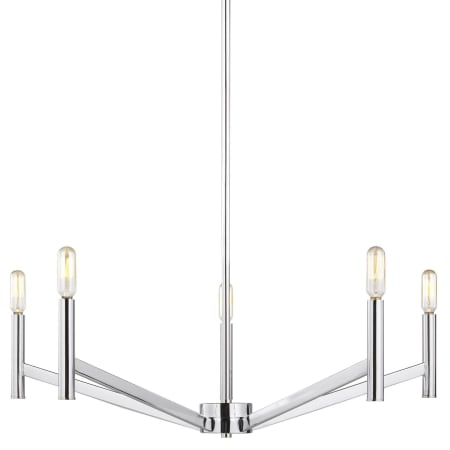 Visual Comfort Vector 5 Light 28" Wide Chandelier Chrome