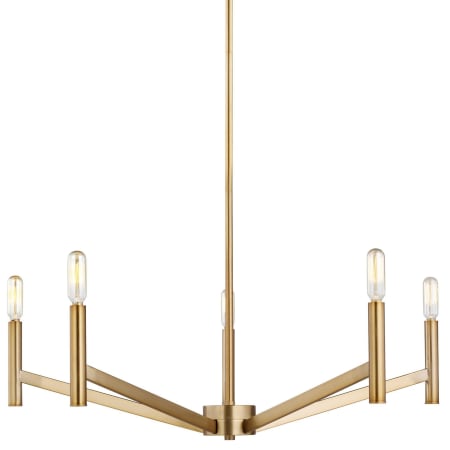 Visual Comfort Vector 5 Light 28" Wide Chandelier Satin Brass