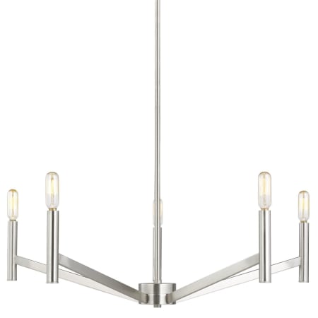 Visual Comfort Vector 5 Light 28" Wide Chandelier Brushed Nickel