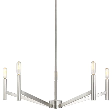 Visual Comfort Vector 5 Light 28" Wide LED Chandelier - Bulbs Included Brushed Nickel