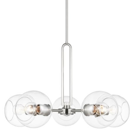 Visual Comfort Codyn 5 Light 26" Wide Chandelier with Clear Glass Shades Brushed Nickel