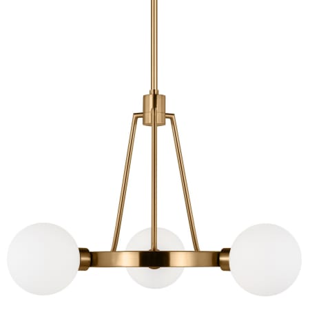 Visual Comfort Clybourn 3 Light 21" Wide Ring Chandelier with Frosted Glass Shades Satin Brass