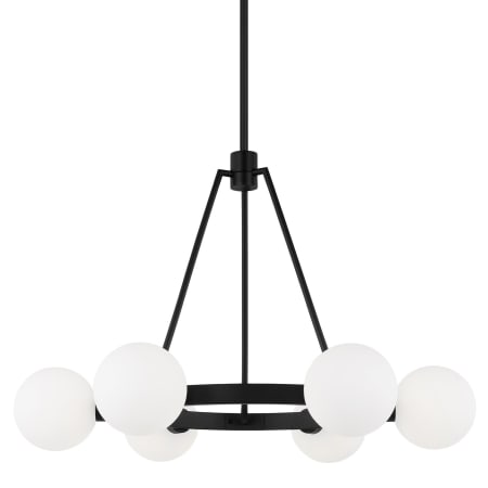 Visual Comfort Clybourn 6 Light 26" Wide Ring Chandelier with Frosted Glass Shades Midnight Black