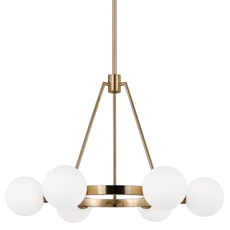 Visual Comfort Clybourn 6 Light 26" Wide Ring Chandelier with Frosted Glass Shades Satin Brass