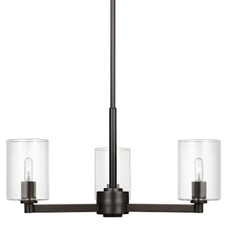 Visual Comfort Fullton 3 Light 22" Wide Chandelier with Clear Glass Shades Midnight Black