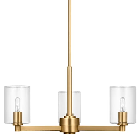 Visual Comfort Fullton 3 Light 22" Wide Chandelier with Clear Glass Shades Satin Brass