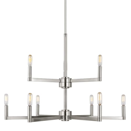 Visual Comfort Fullton 9 Light 30" Wide Chandelier Brushed Nickel