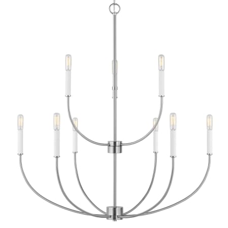 Visual Comfort Greenwich 9 Light 32" Wide Chandelier Brushed Nickel