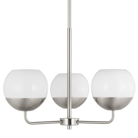 Visual Comfort Alvin 3 Light 20" Wide LED Chandelier with Frosted Glass Shades Brushed Nickel