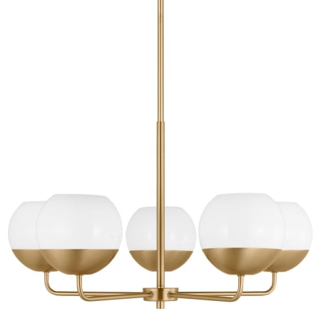 Visual Comfort Alvin 5 Light 26" Wide Chandelier with Frosted Glass Shades Satin Brass